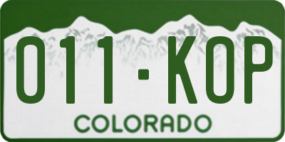 CO license plate 011KOP