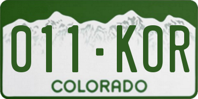CO license plate 011KOR