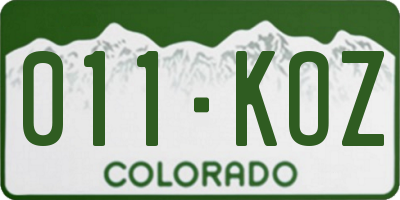 CO license plate 011KOZ
