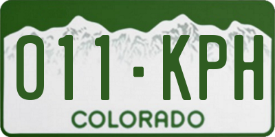 CO license plate 011KPH