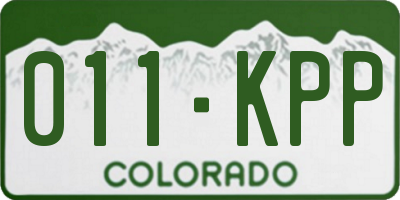 CO license plate 011KPP