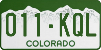 CO license plate 011KQL