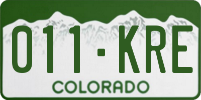 CO license plate 011KRE