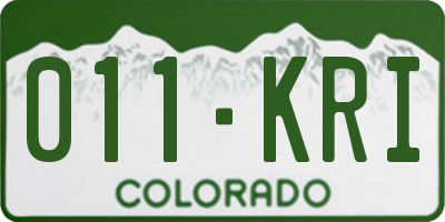 CO license plate 011KRI