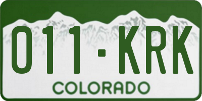 CO license plate 011KRK