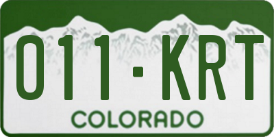 CO license plate 011KRT