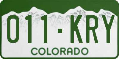 CO license plate 011KRY