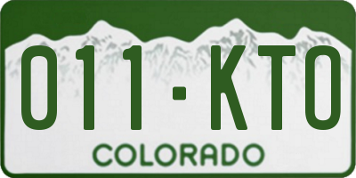 CO license plate 011KTO