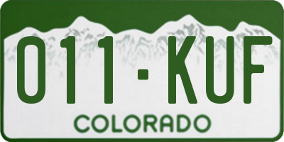 CO license plate 011KUF