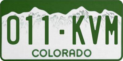 CO license plate 011KVM