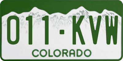 CO license plate 011KVW