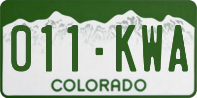 CO license plate 011KWA