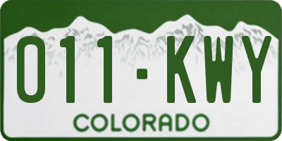 CO license plate 011KWY
