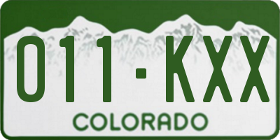 CO license plate 011KXX