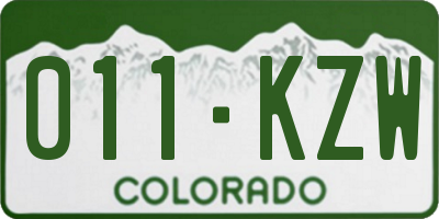 CO license plate 011KZW