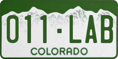 CO license plate 011LAB