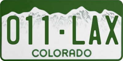 CO license plate 011LAX