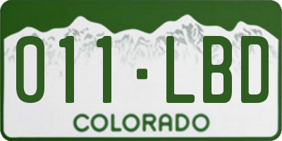 CO license plate 011LBD