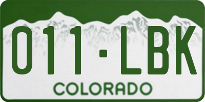 CO license plate 011LBK