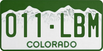 CO license plate 011LBM
