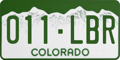 CO license plate 011LBR