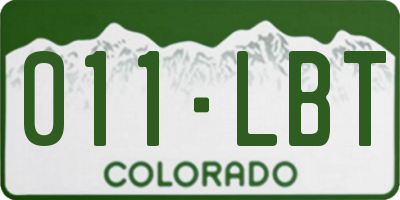CO license plate 011LBT