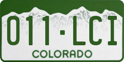 CO license plate 011LCI