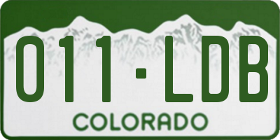 CO license plate 011LDB