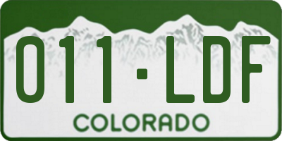 CO license plate 011LDF