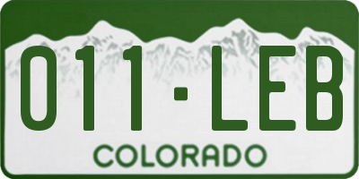 CO license plate 011LEB