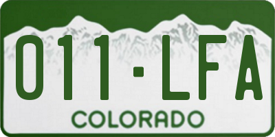CO license plate 011LFA