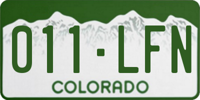 CO license plate 011LFN