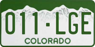 CO license plate 011LGE