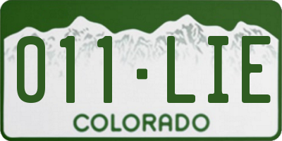 CO license plate 011LIE