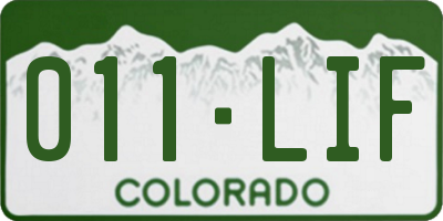 CO license plate 011LIF