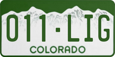 CO license plate 011LIG