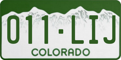 CO license plate 011LIJ