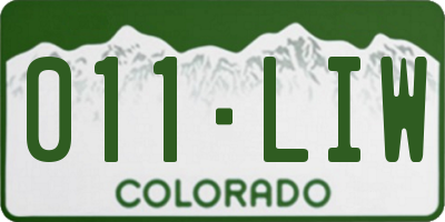 CO license plate 011LIW