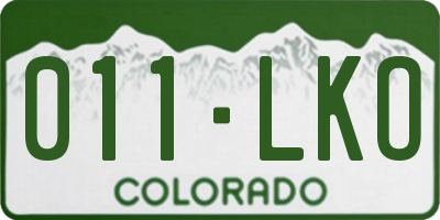 CO license plate 011LKO