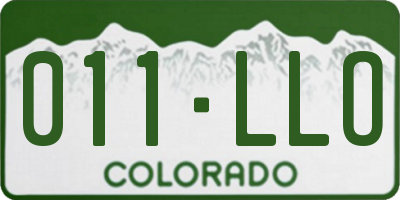 CO license plate 011LLO