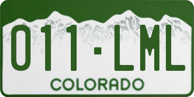 CO license plate 011LML