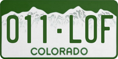 CO license plate 011LOF