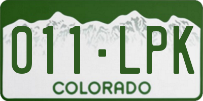 CO license plate 011LPK