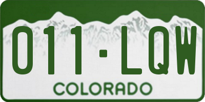 CO license plate 011LQW