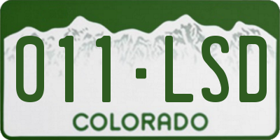 CO license plate 011LSD
