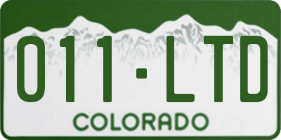CO license plate 011LTD