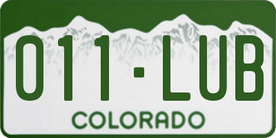 CO license plate 011LUB
