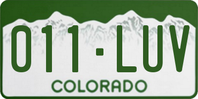 CO license plate 011LUV