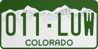 CO license plate 011LUW
