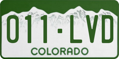 CO license plate 011LVD